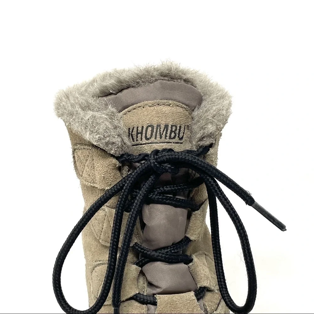 Khombu Alyssa Taupe Leather Faux Fur Duck Boots Size 6M